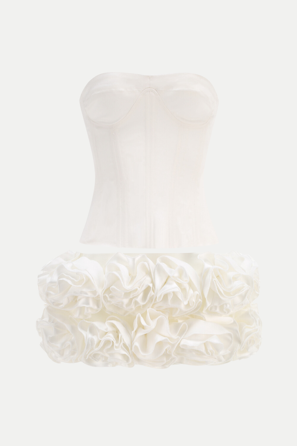 Nuala Floral Lace Up Two Piece Set - White