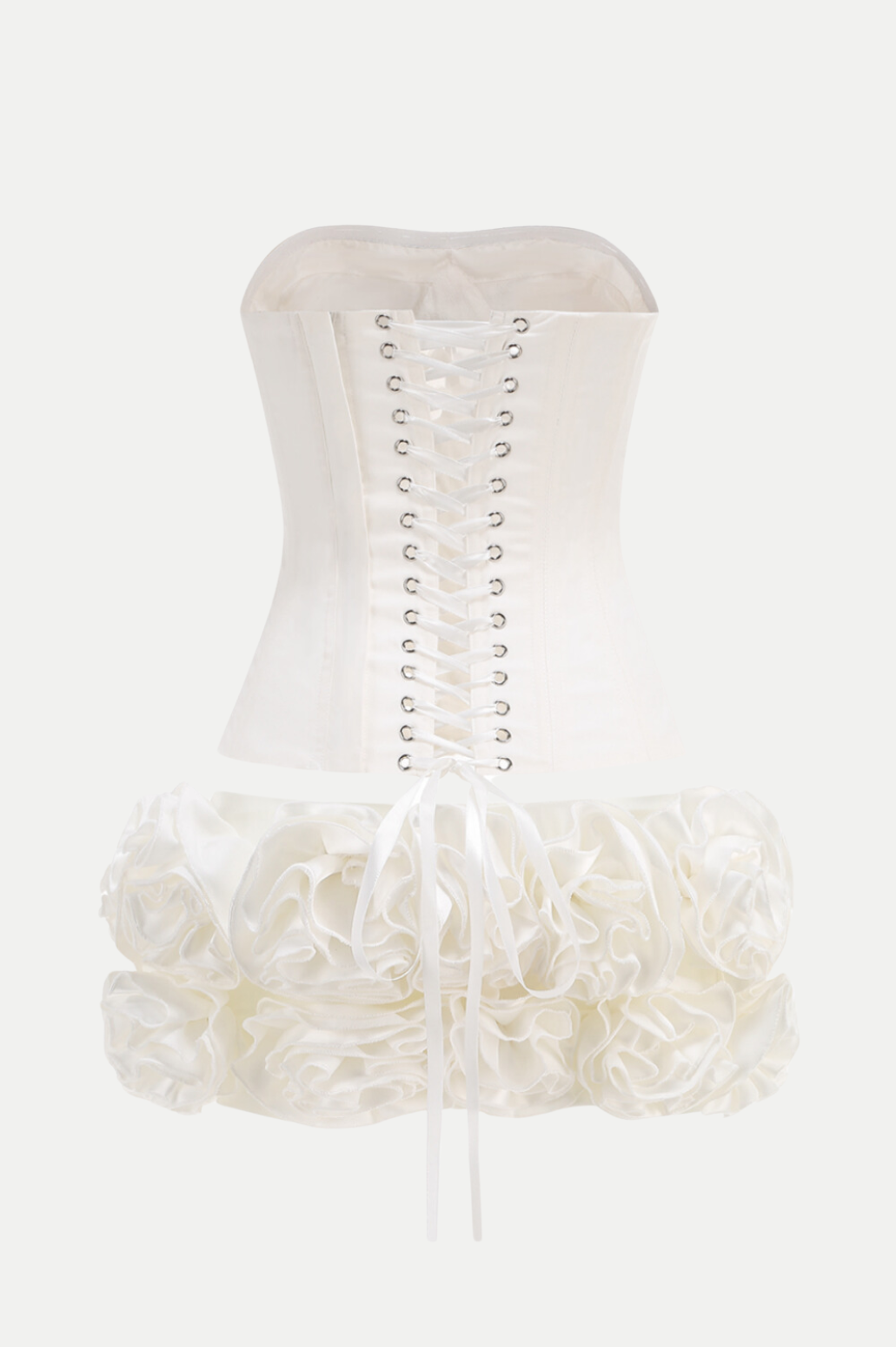 Nuala Floral Lace Up Two Piece Set - White