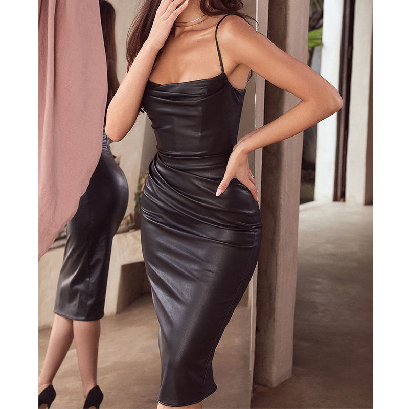 DressBetty - PU Leather Slip Dress