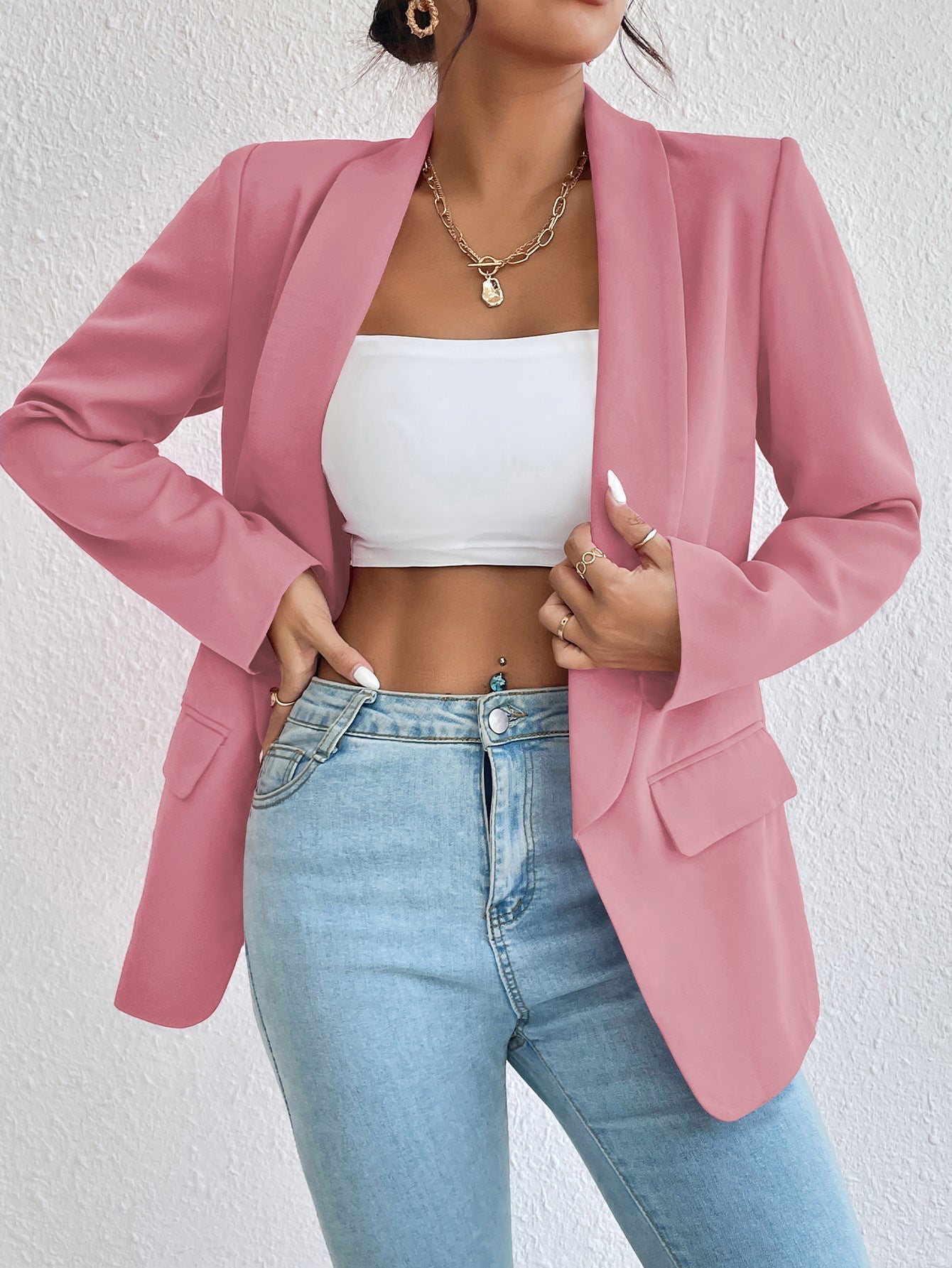DressBetty - Basic Casual Solid Color Blazer