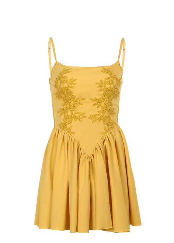 Solène Dress – Floral Embroidered Fit-and-Flare Mini