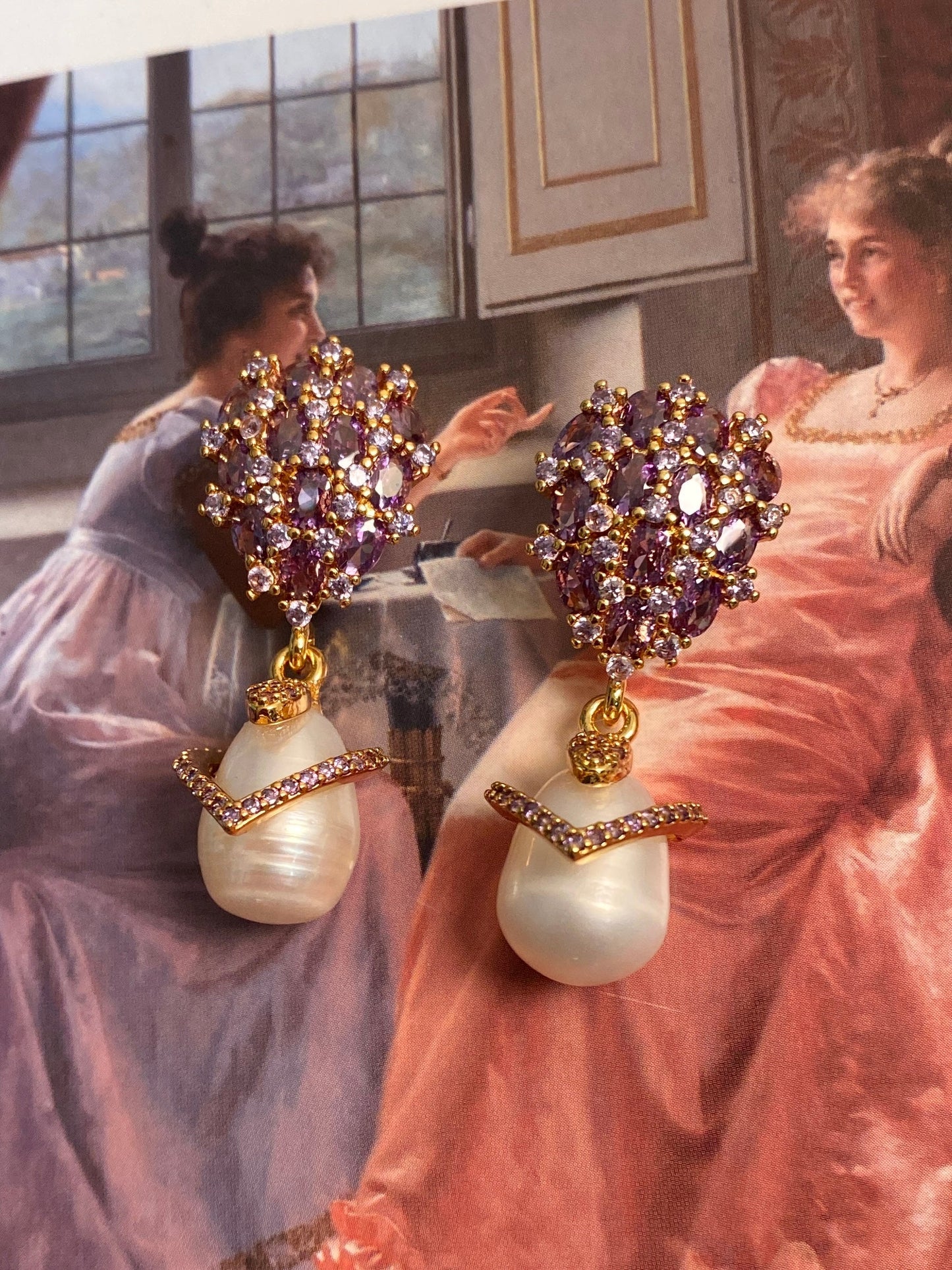 Lavender Kiss Pearl Earrings