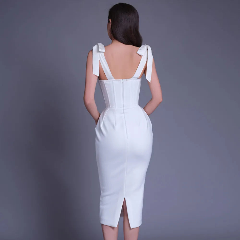 DressBetty - 2024 New Pink White Sexy Sleeveless Bodycon Midi Dress
