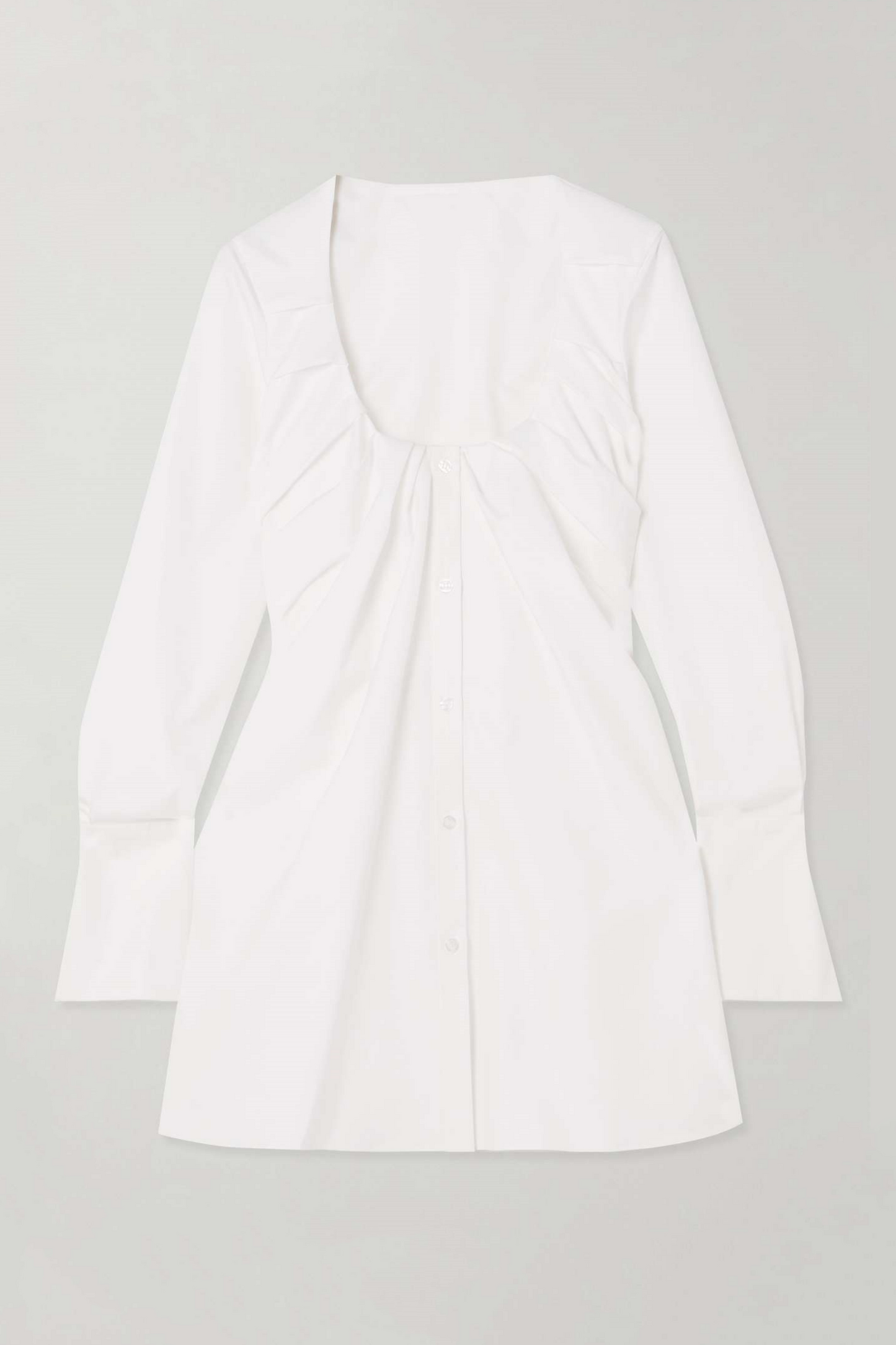 Rolia Crew Neck Ruched Mini Shirtdress