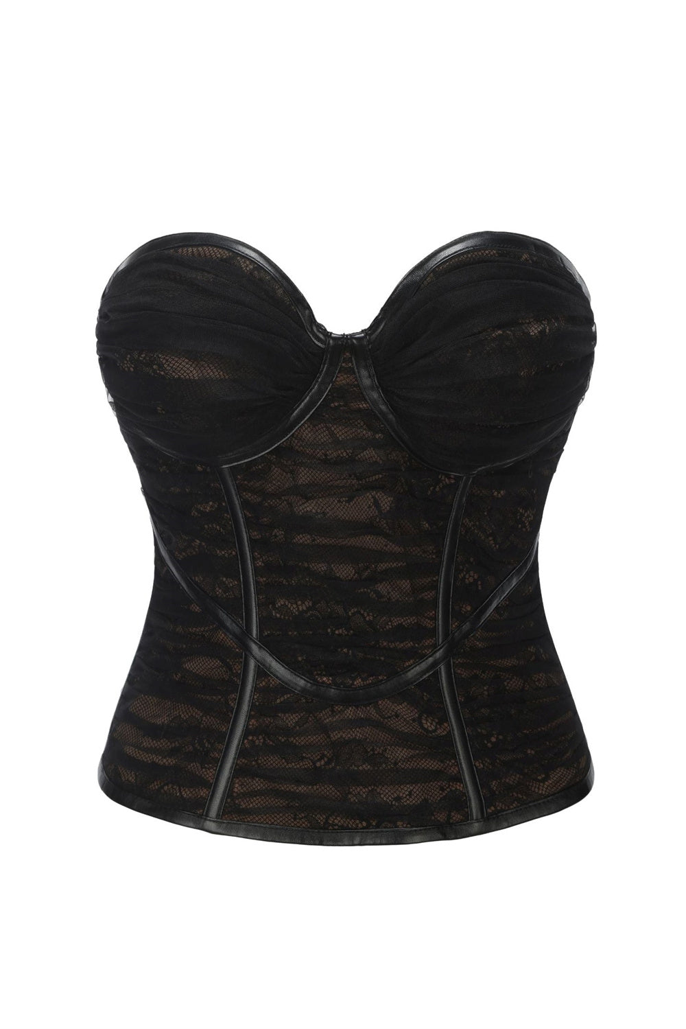 Rolyn Ruched Mesh Corset - Black