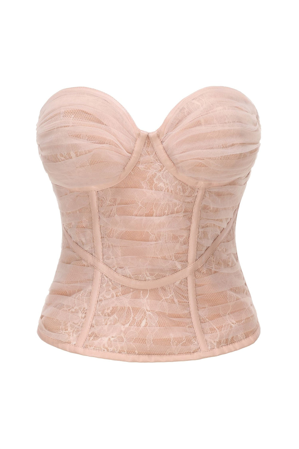 Rolyn Ruched Mesh Corset - Pink