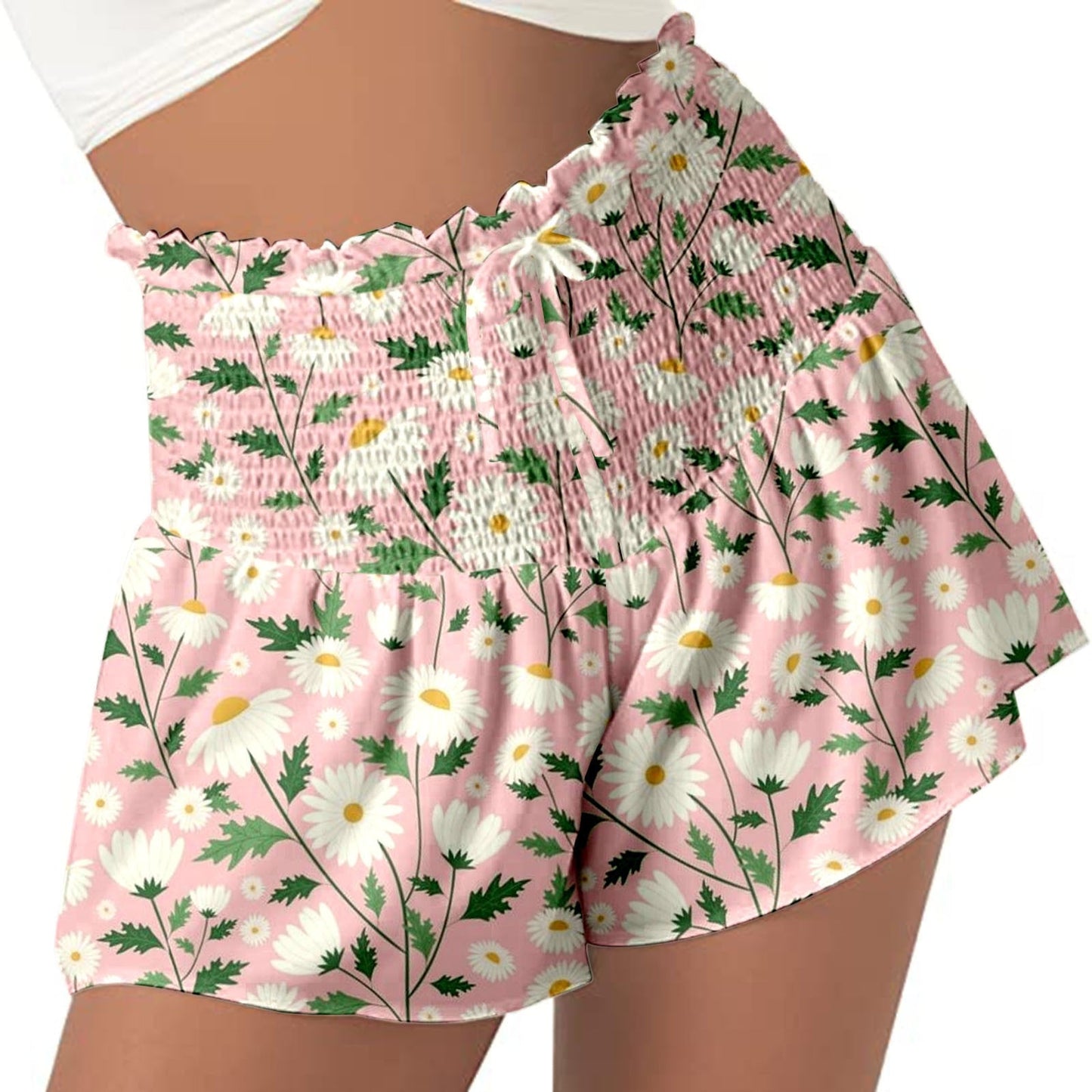 DressBetty - Women High Waist Loose Shorts Sports Drawstrings Floral Print Beach Shorts