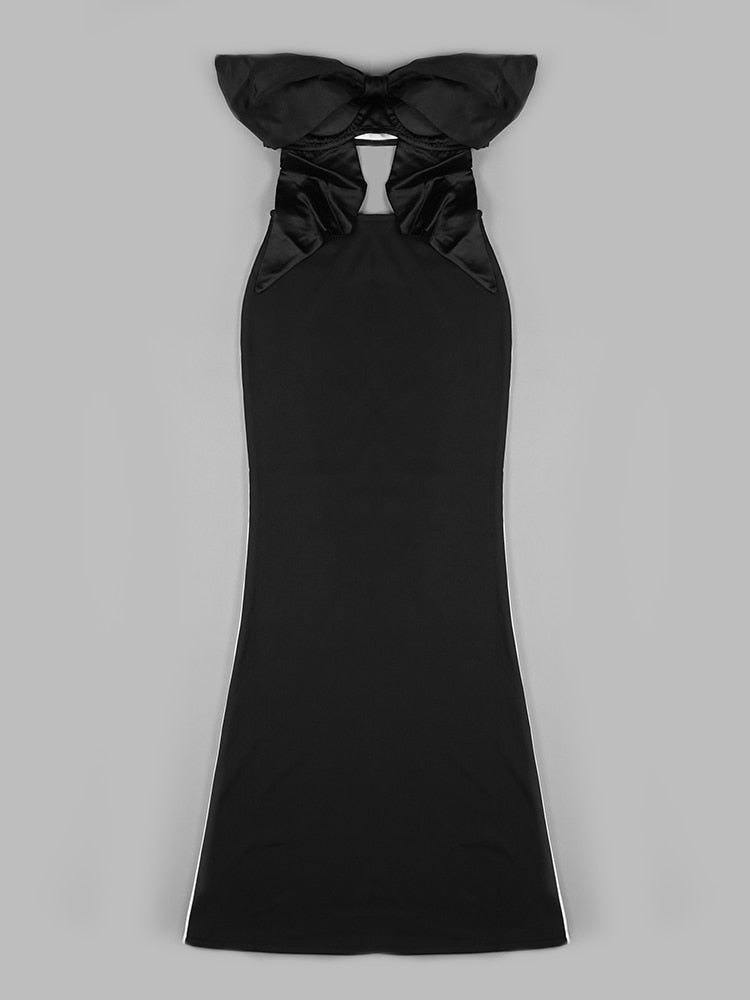 DressBetty - Bodycon Dress Elegant Black White Strapless Skiny Long Dress
