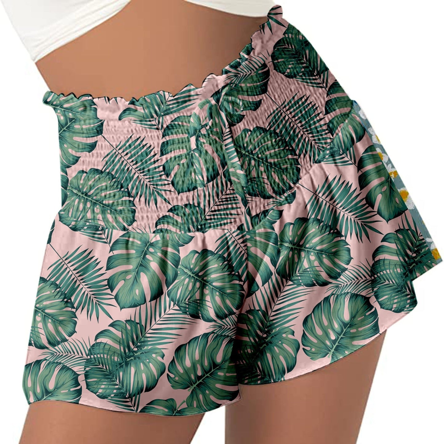 DressBetty - Women High Waist Loose Shorts Sports Drawstrings Floral Print Beach Shorts