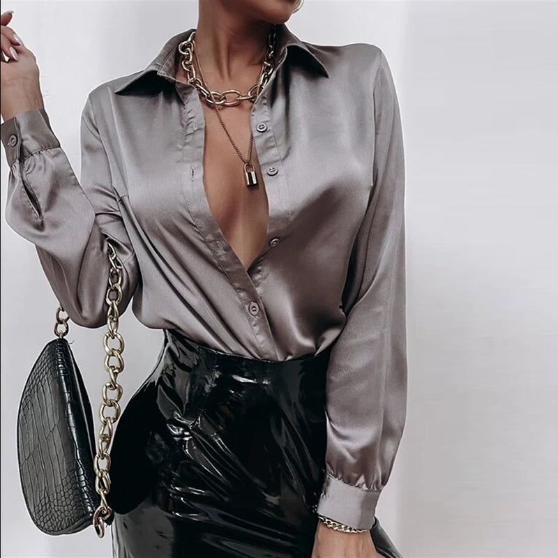 DressBetty - Elegant Office Satin Blouse