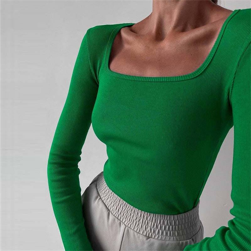 DressBetty - Basic Square Neck Knitted Tee