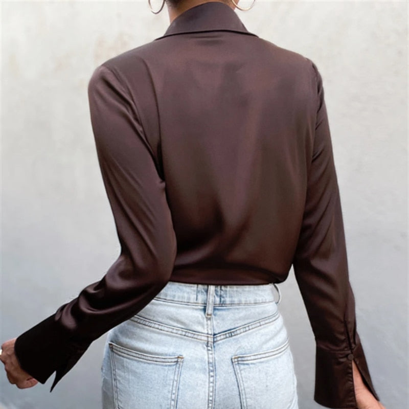 DressBetty - Elegant Office Satin Blouse