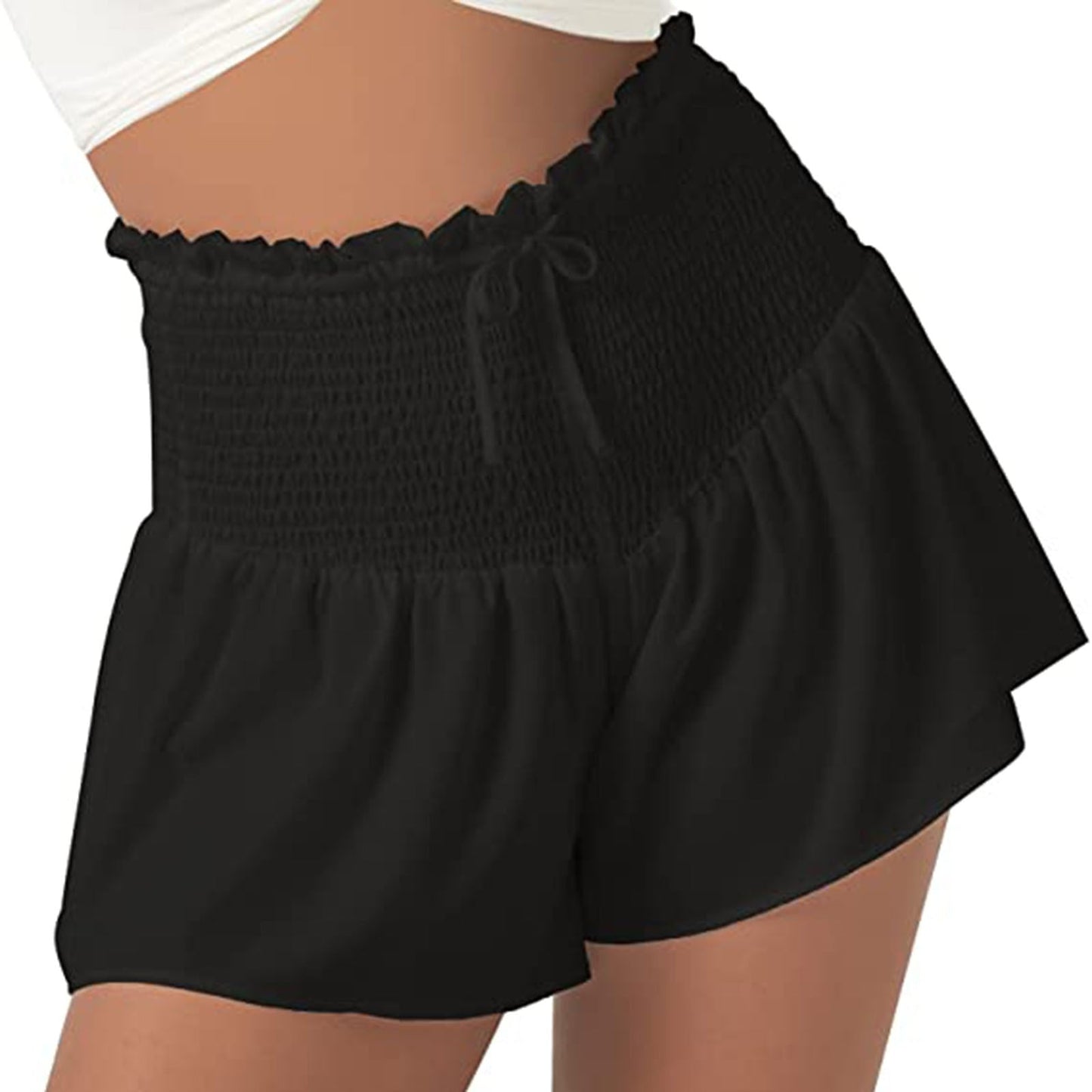 DressBetty - Women High Waist Loose Shorts Sports Drawstrings Floral Print Beach Shorts