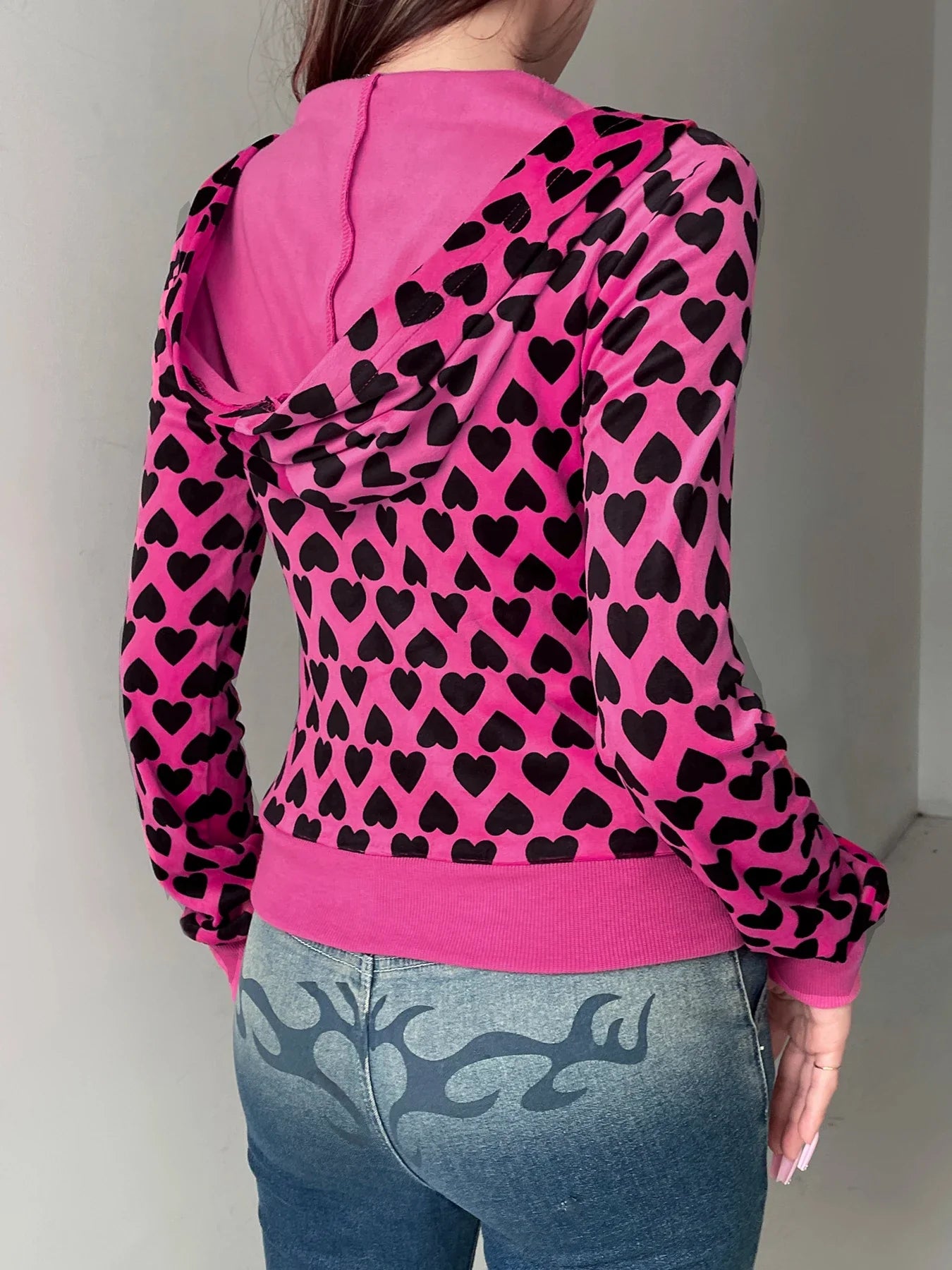 Heart Print Streetwear Hoodie