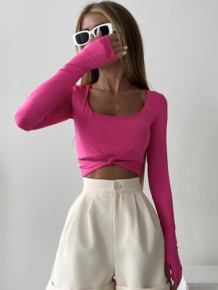 DressBetty - Square Collar Kink Cut Out Tee