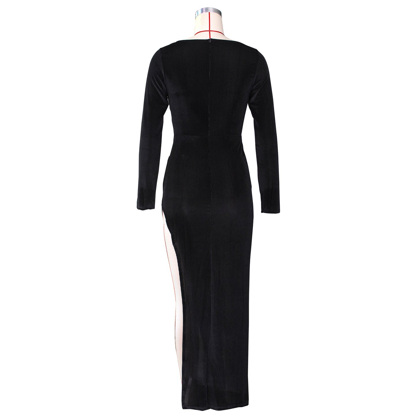 DressBetty - Elegant Velvet High Waist Slit Maxi Dress Sexy Long Sleeve Evening Party Dress