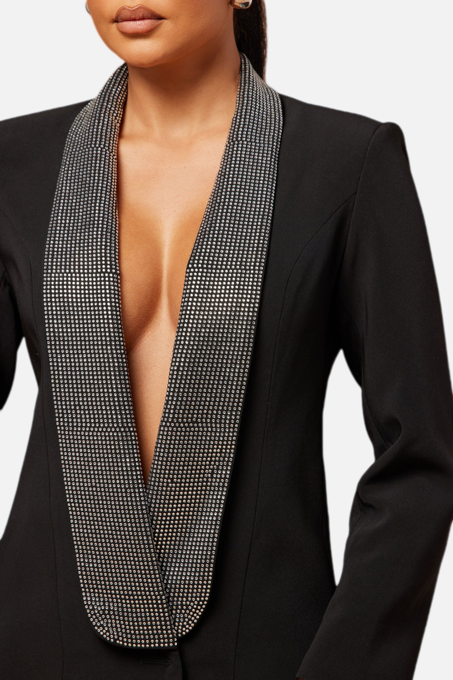 Scarlett Crystal Embellished Cutout Blazer Dress - Black