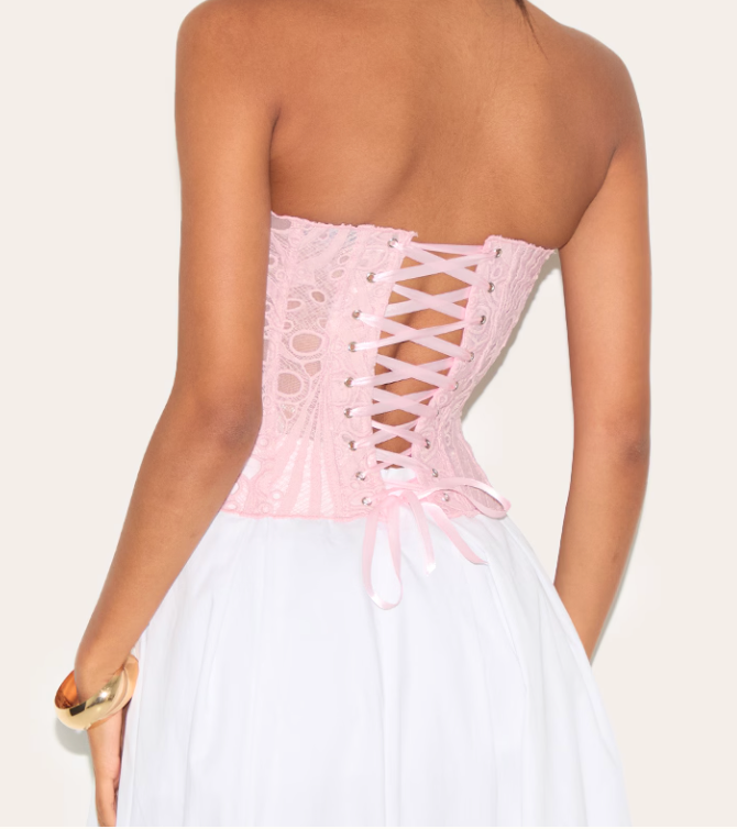 Macy | Lace Tie Corset Top