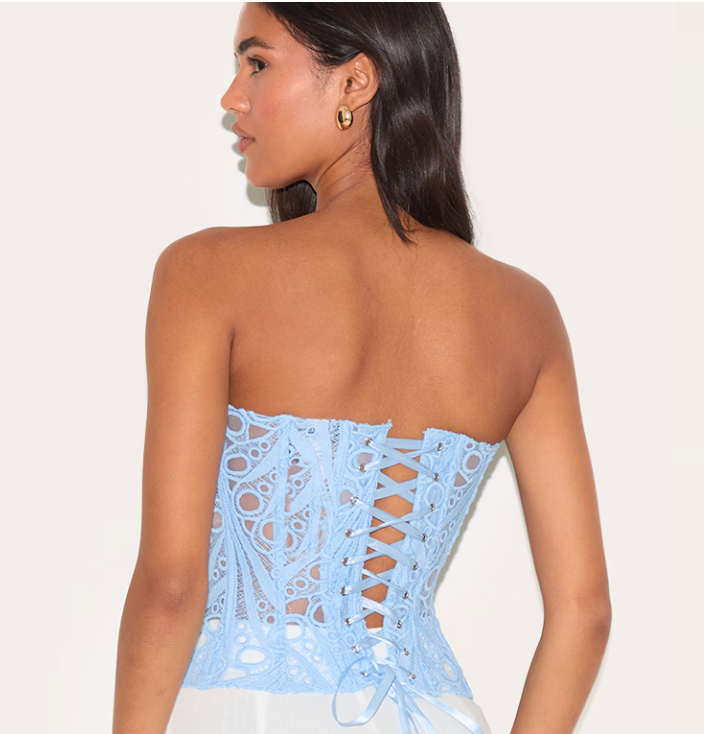 Macy | Lace Tie Corset Top