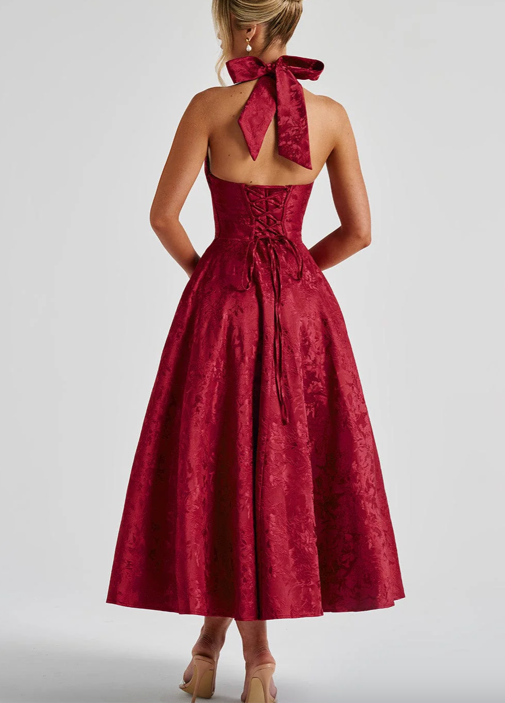 Esmeralda | Halter Sleeveless Midi Dress