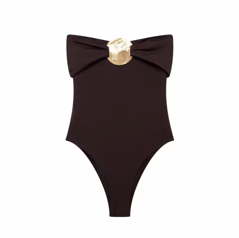 Aurora | Gold Accent Strapless Bodysuit