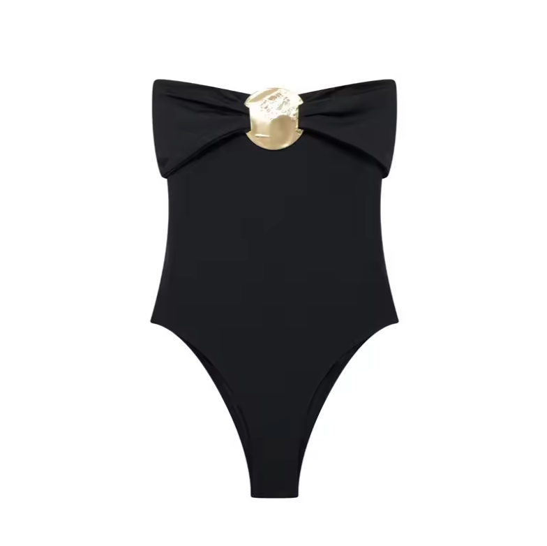 Aurora | Gold Accent Strapless Bodysuit