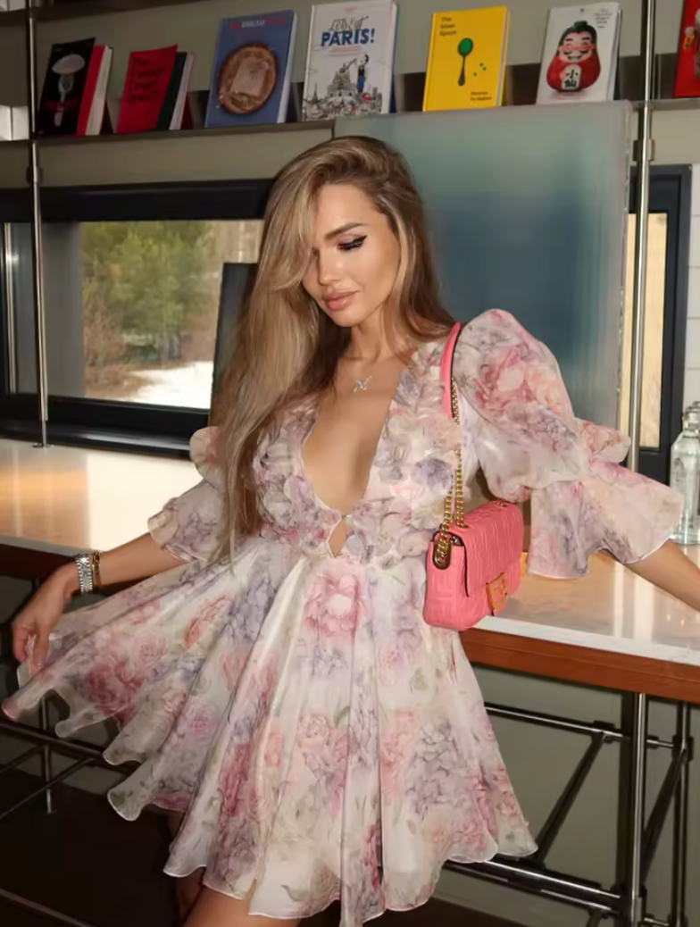 Rosabelle | Floral Ruffle Puff Sleeve Dress