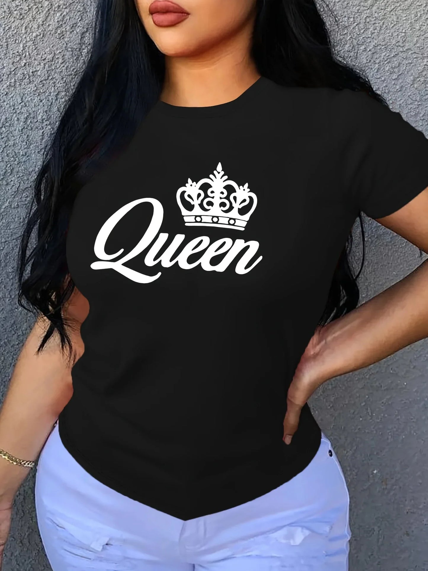 Printed Loose Black Design T-shirt