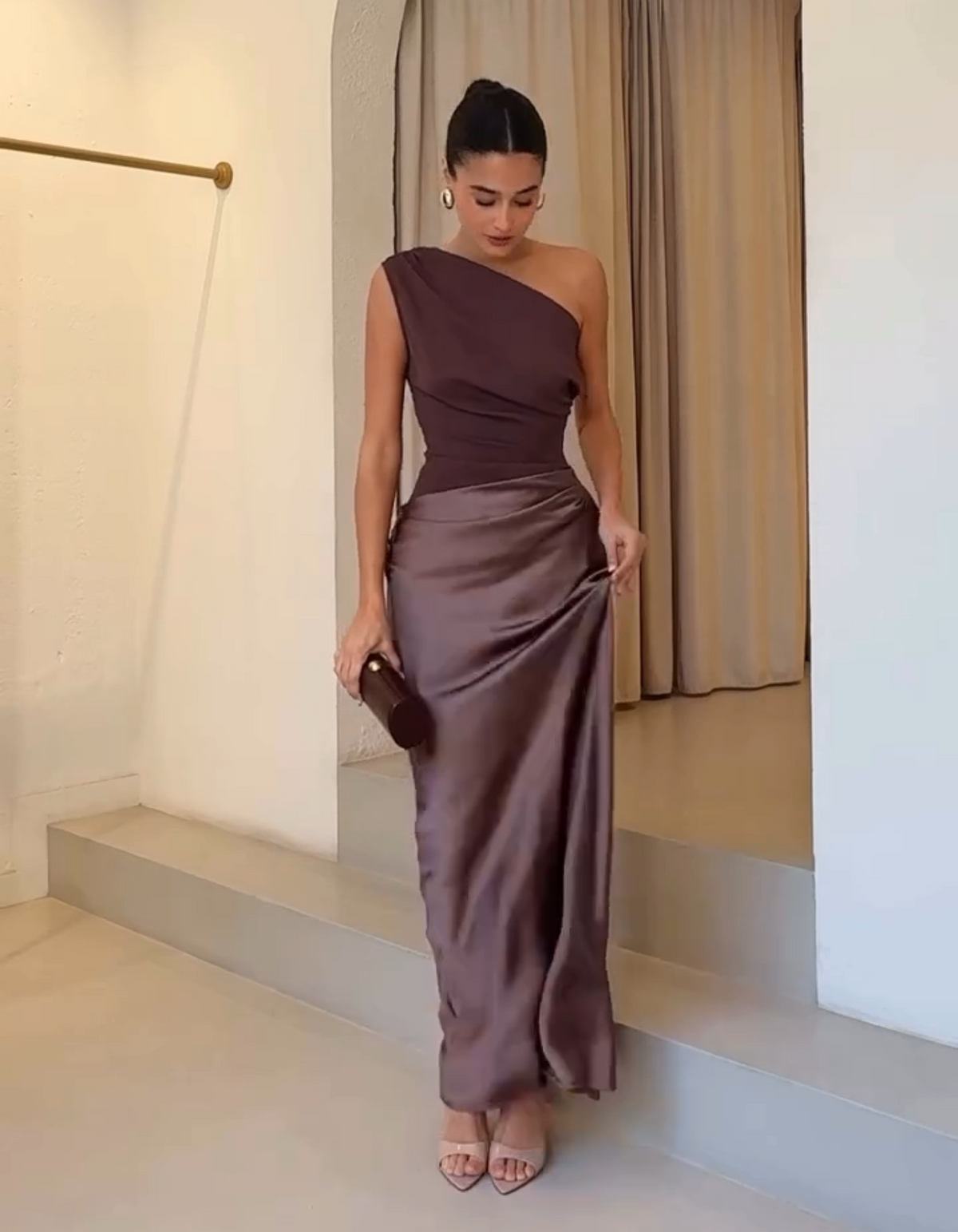 Serena™ | Satin One-Shoulder Evening Dress – Elegant Formal Look