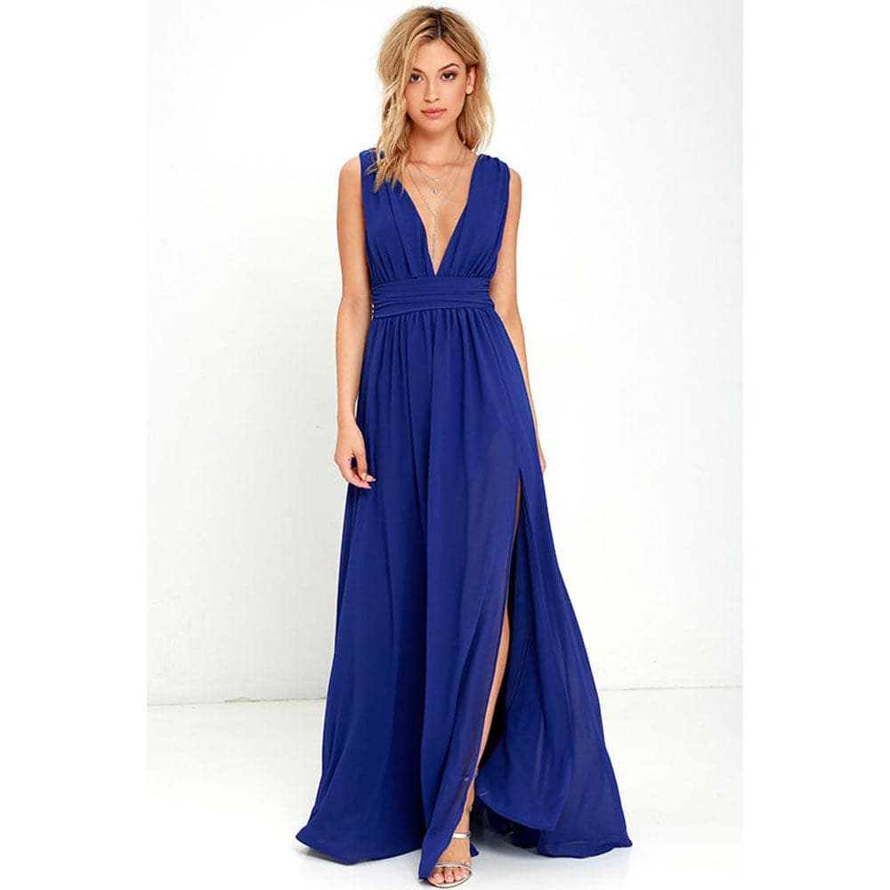 DressBetty - Sexy Solid Women Fall Sleeveless Deep V-Neck Dresses