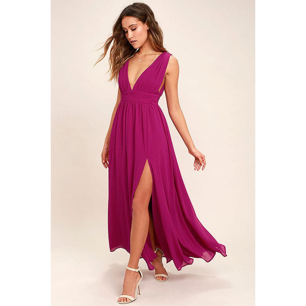 DressBetty - Sexy Solid Women Fall Sleeveless Deep V-Neck Dresses