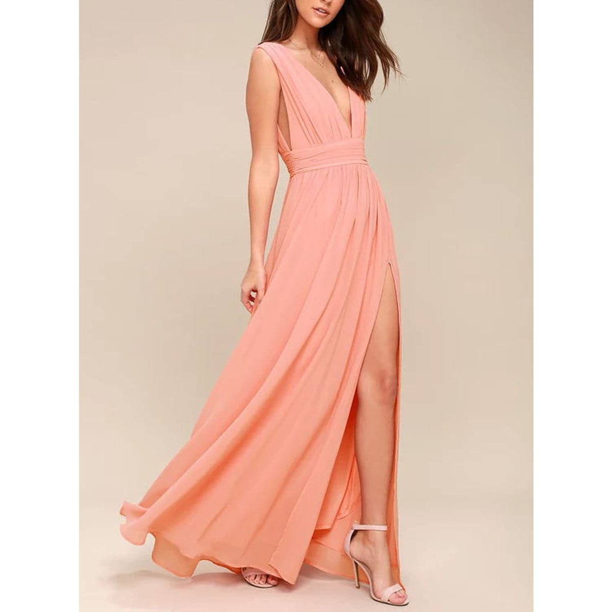 DressBetty - Sexy Solid Women Fall Sleeveless Deep V-Neck Dresses