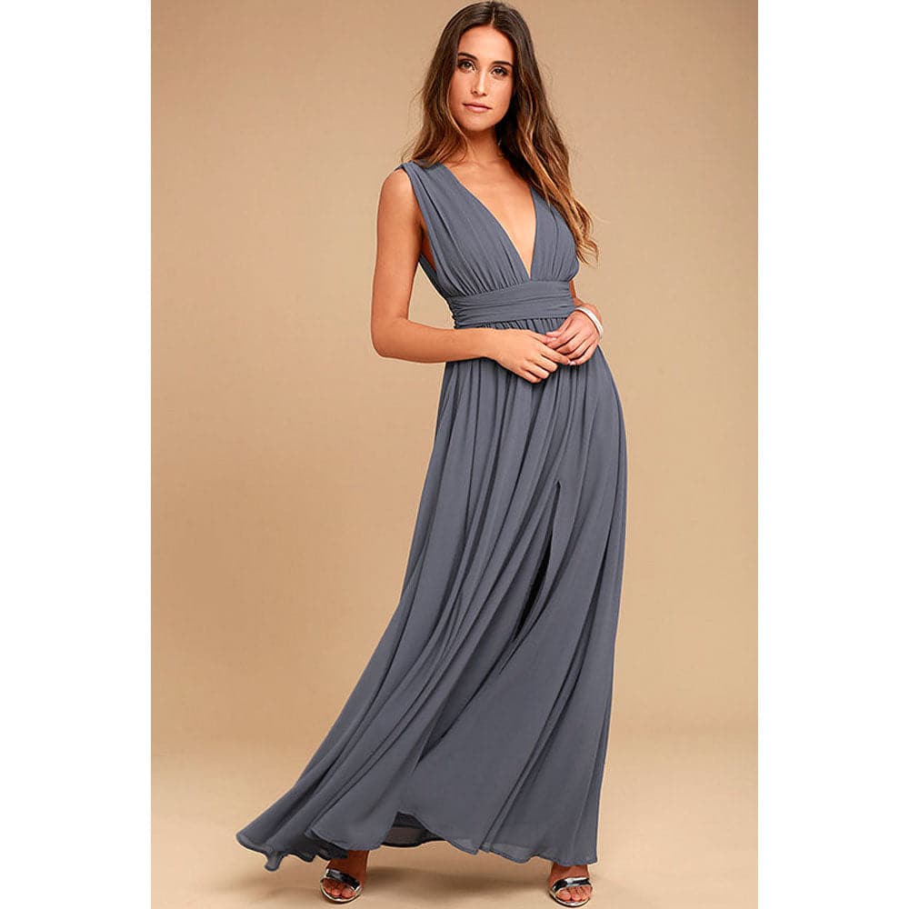 DressBetty - Sexy Solid Women Fall Sleeveless Deep V-Neck Dresses