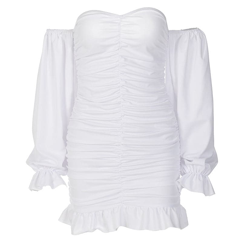DressBetty - Sexy Word Tube Top Ruffle Lace Bag Hip Dress