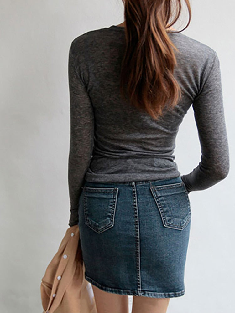 DressBetty - Slim High Quality Plain T Shirt