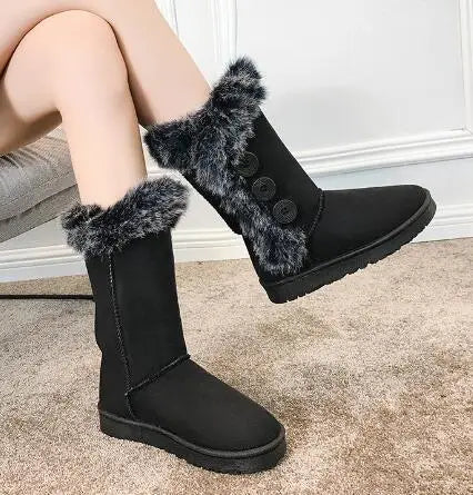 Platform Winter Faux Fur Keep Warm Mid-Calf Women__ Snow Boot