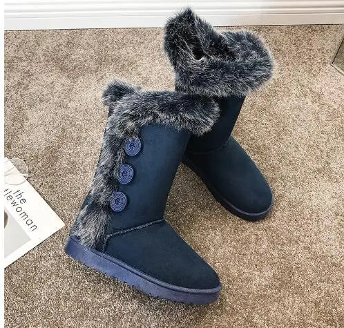 Platform Winter Faux Fur Keep Warm Mid-Calf Women__ Snow Boot