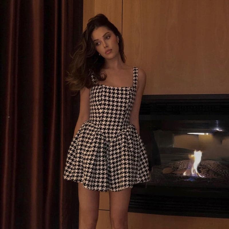 DressBetty - Spaghetti Straps A-line Bird Lattice Sexy Dress