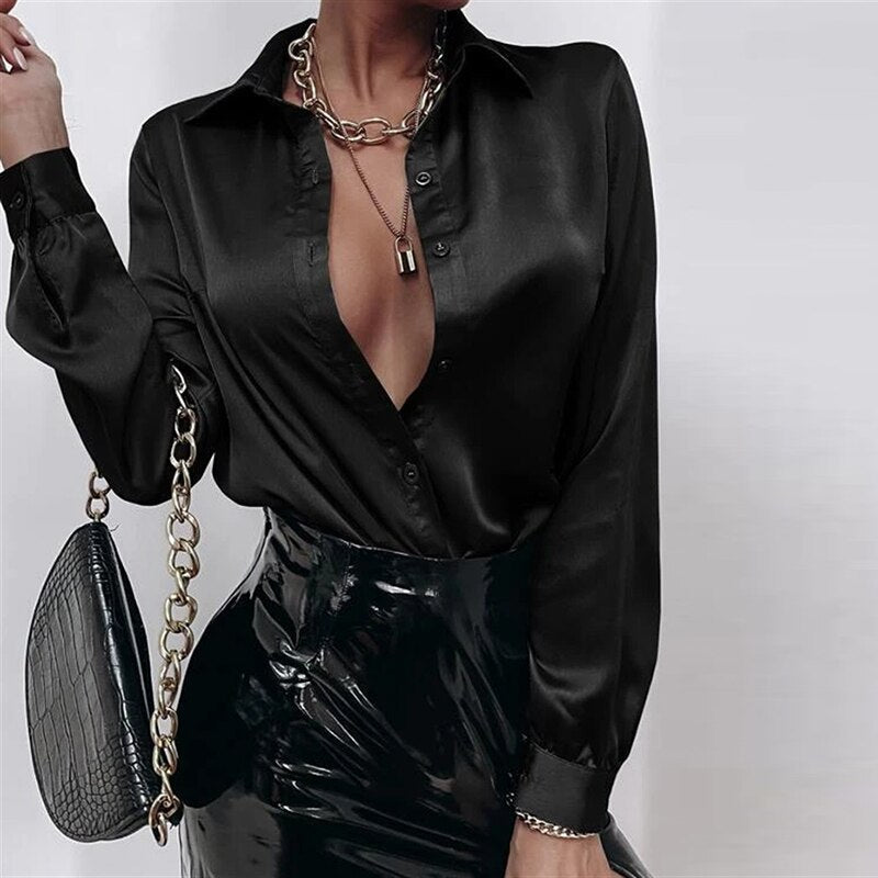 DressBetty - Elegant Office Satin Blouse