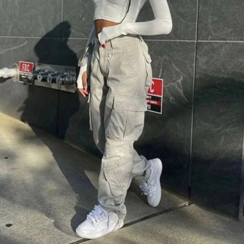 DressBetty - 2024 Y2K High Waist Wide Leg Streetwear Cargo Jeans