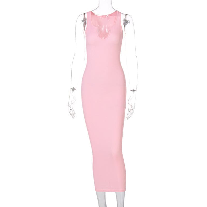 DressBetty - Summer Dresses Women Fashion U-neck Sleeveless Slim Fit Dress
