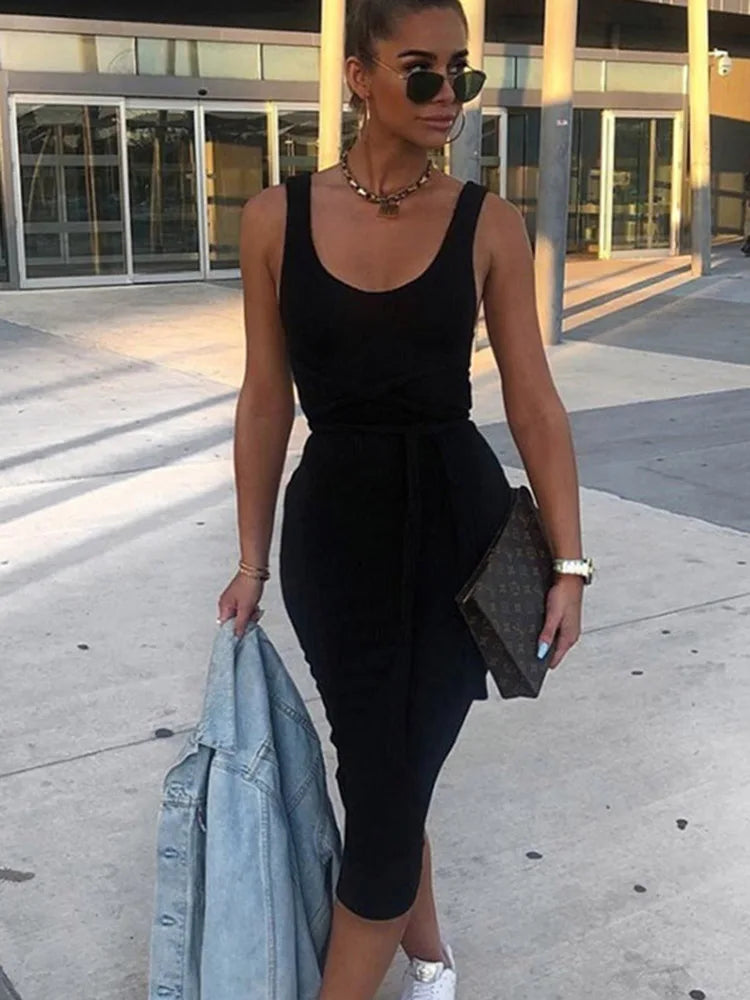 Summer Women Black Neon Green Sexy Spaghetti Long Midi Dresses