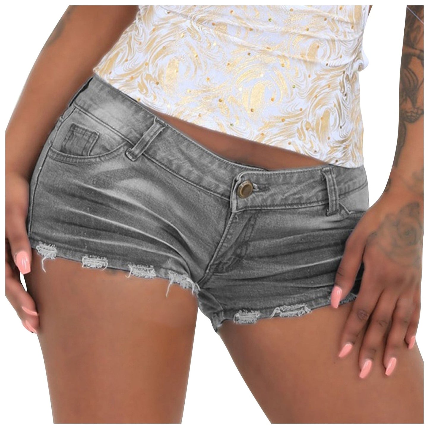 DressBetty - Summer Women Denim Gray Blue Slim Sexy Casual Shorts