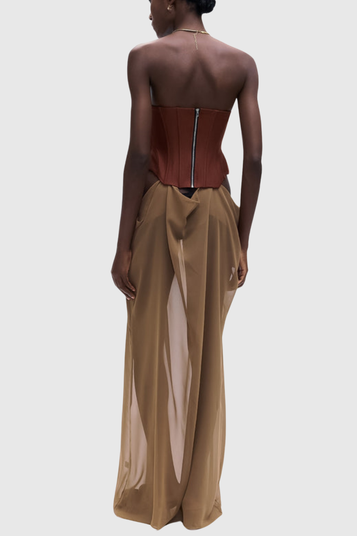 Tizoc Strapless Corset Lace Up Maxi Dress