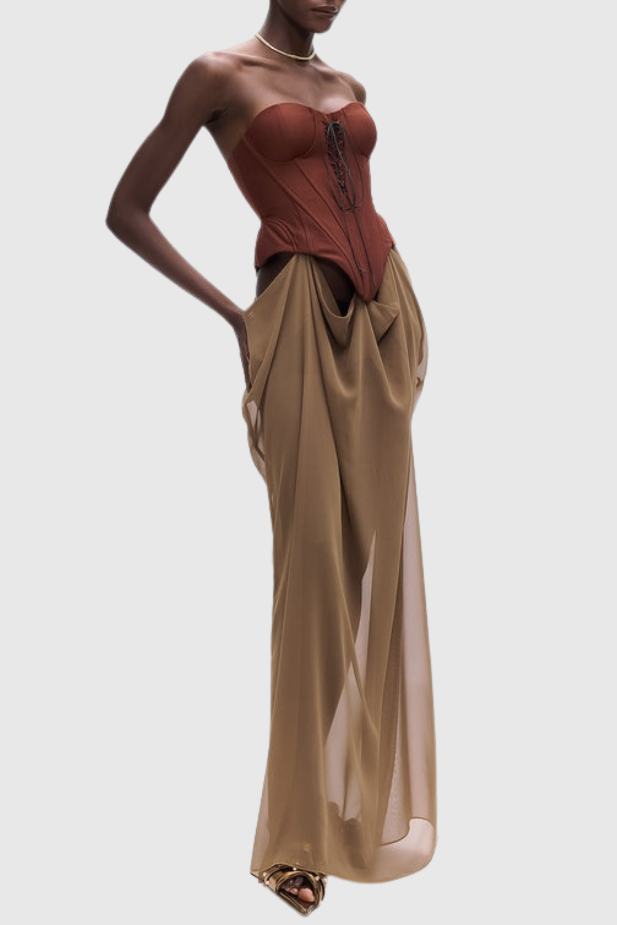 Tizoc Strapless Corset Lace Up Maxi Dress