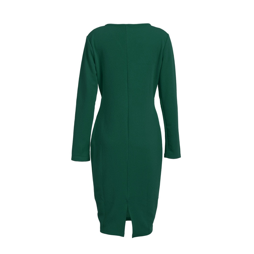 DressBetty - Long Sleeve Deep V-Neck Bandage Bodycon Evening Party Dress Plus Size S-XXL