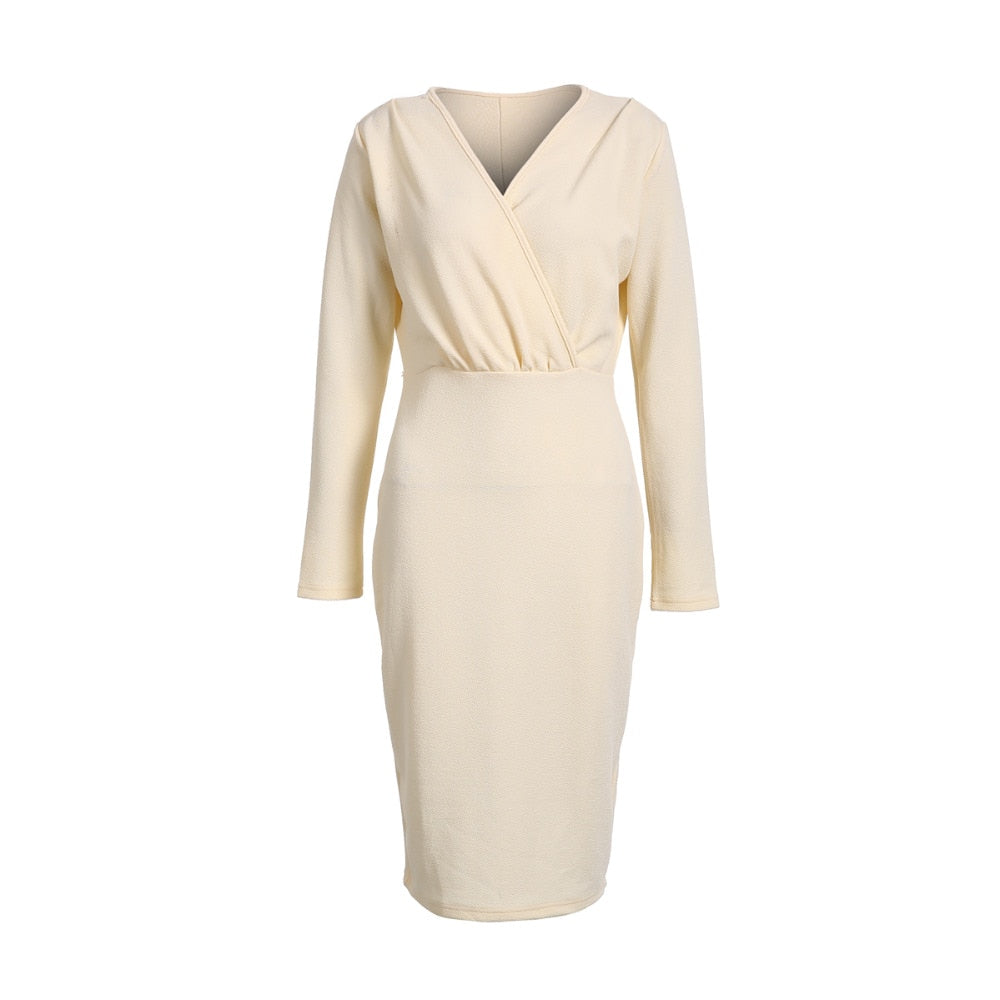 DressBetty - Long Sleeve Deep V-Neck Bandage Bodycon Evening Party Dress Plus Size S-XXL