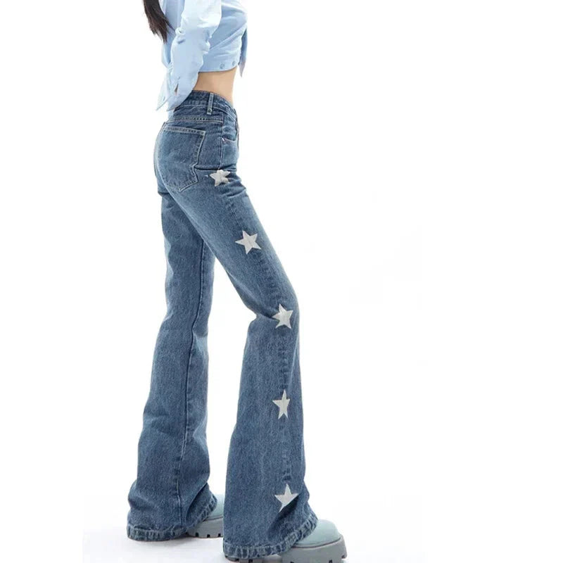 Vintage Star Print Flare Jeans