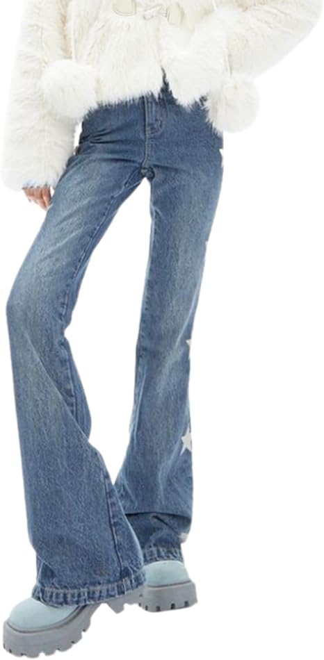Vintage Star Print Flare Jeans
