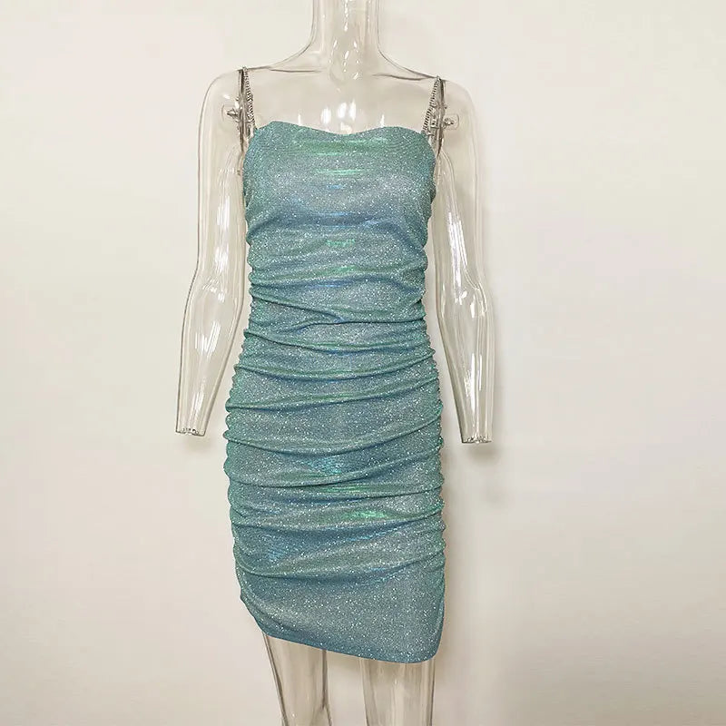 DressBetty - 2024 Elegant Diamond Glitter Sparkle Spaghetti Strap Bodycon Dress